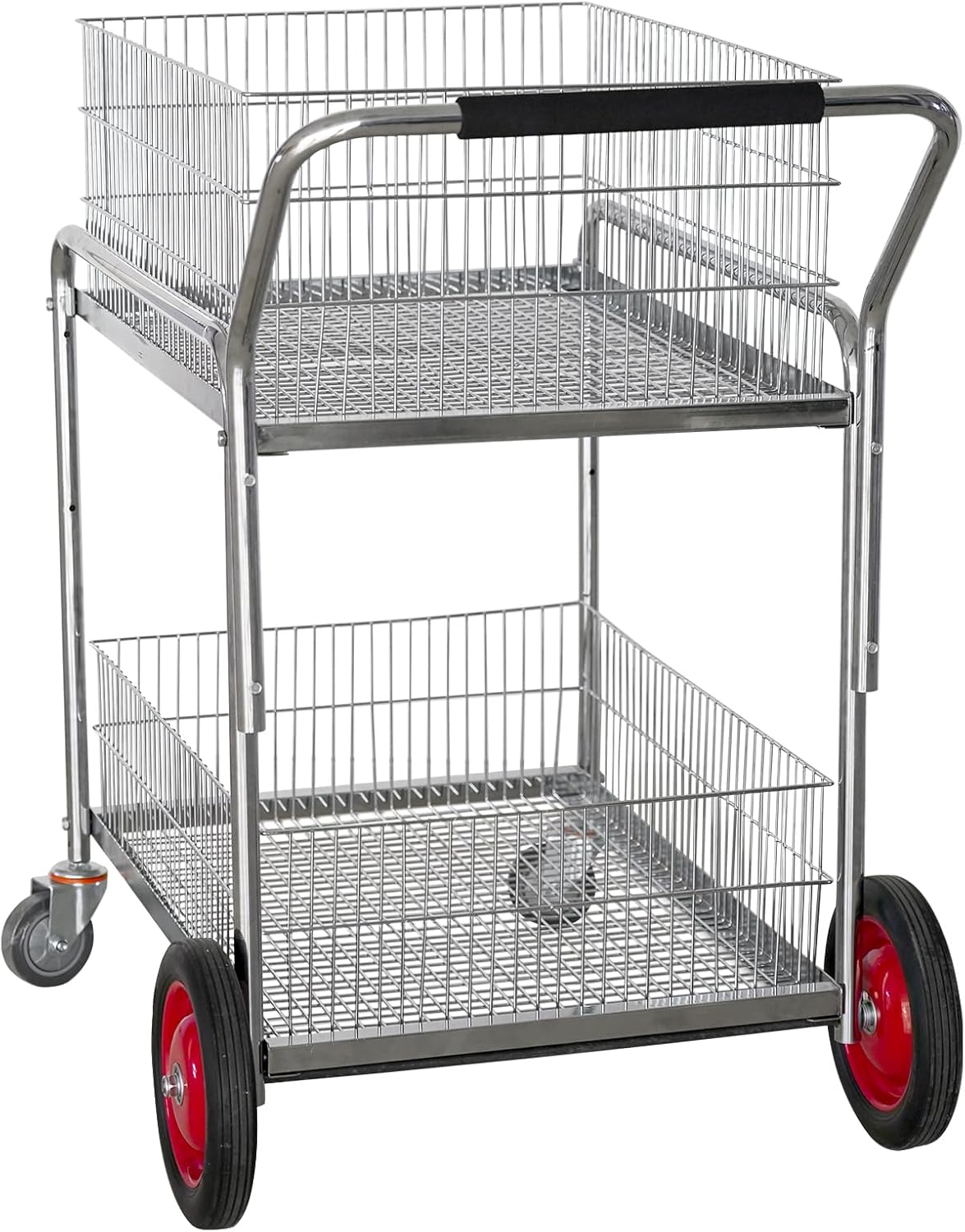 250 Lb Capacity Chrome Heavy Duty Rolling Utility Cart Mail/Office File Cart Grocery Cart with Wheels for Laundry, Shopping, Grocery, Luggage, Office, Kitchen, Restaurant