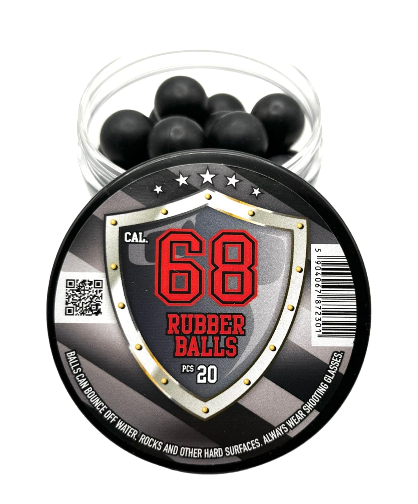 20 x Premium Quality .68 Caliber Hard Rubber Balls 3.9 gr. Heavy Powerballs Resuable Paintballs for Self & Home Defense Pistols
