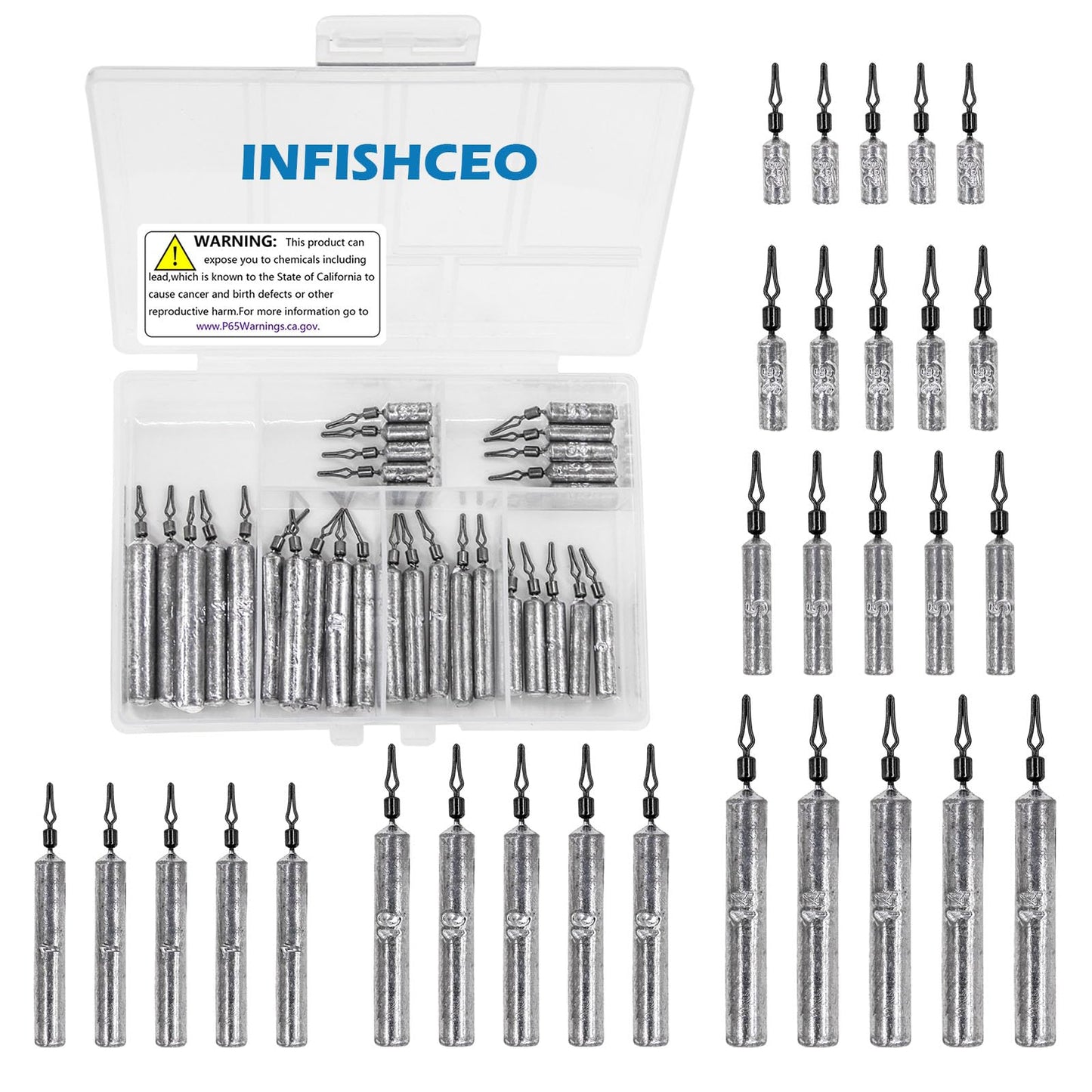 INFISHCEO Fishing Weights Sinkers Set, 30/27/45pcs Drop Shot Fishing Weight for Saltwater Freshwater Bass Fish