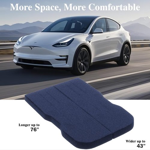 Slumbrae Custom Fit Tesla Model Y Mattress 76"x43" 4-Inch Memory Foam Camping Bed Plush Washable Cover Foldable Car Sleeping Pad for Road Trips and SUV Adventures