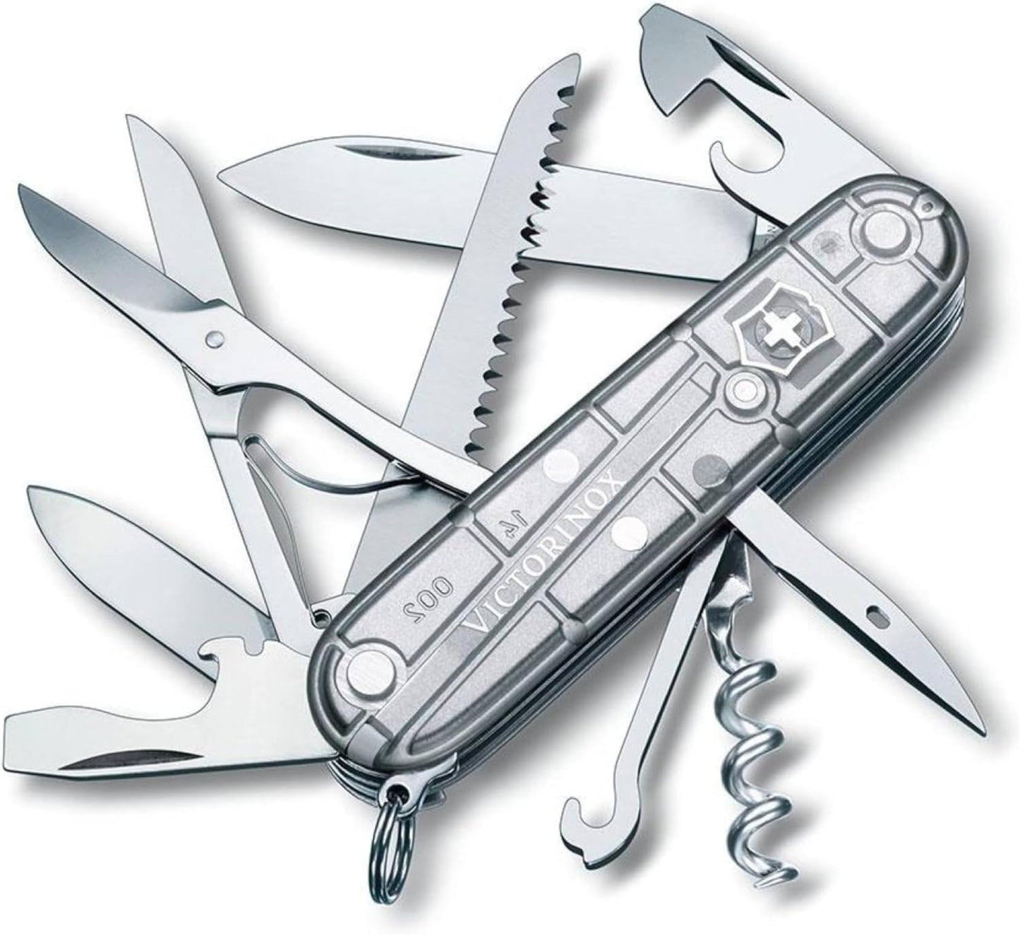 Victorinox Huntsman Swiss Army Knife, 15 Functions, Swiss Made Pocket Knife with Large Blade, Screwdriver, Scissors and Wood Saw - Red