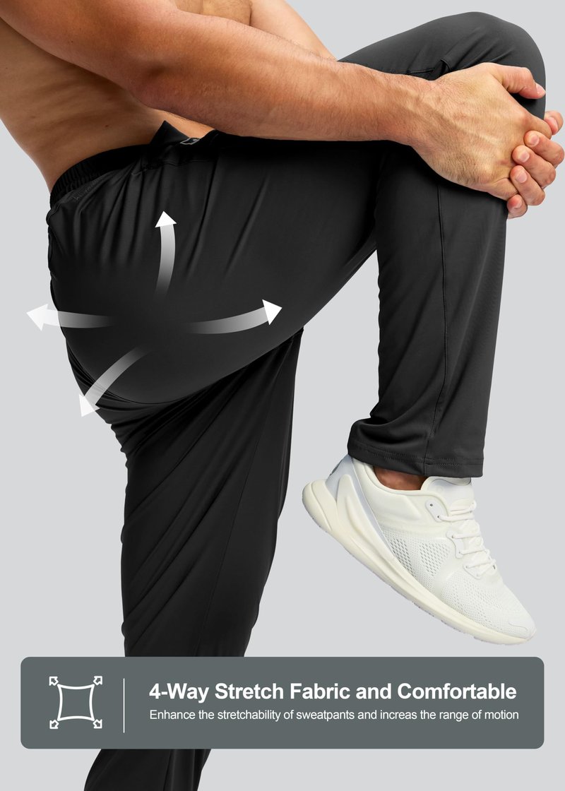 G Gradual Men's Sweatpants with Zipper Pocket Workout Athletic Track Pants Stretch Tapered Joggers for Gym Running Jogging(Black,XL)
