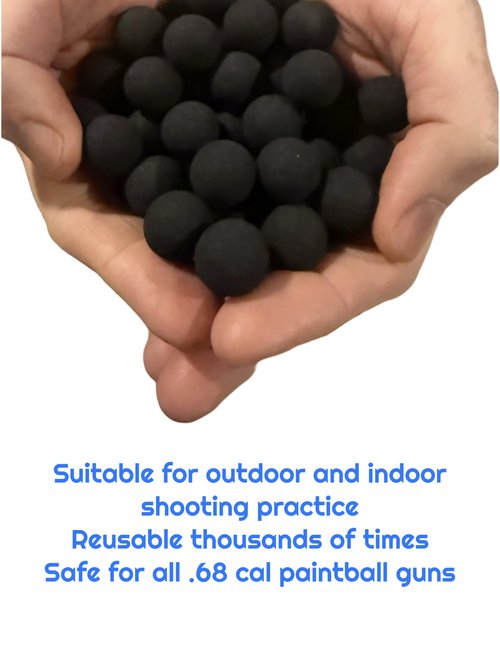 3Skull .43 Cal or .50 Cal or .68 Cal Rubber Balls New Reusable Training Rubber Balls for Paintball Guns (.68, 100), Black