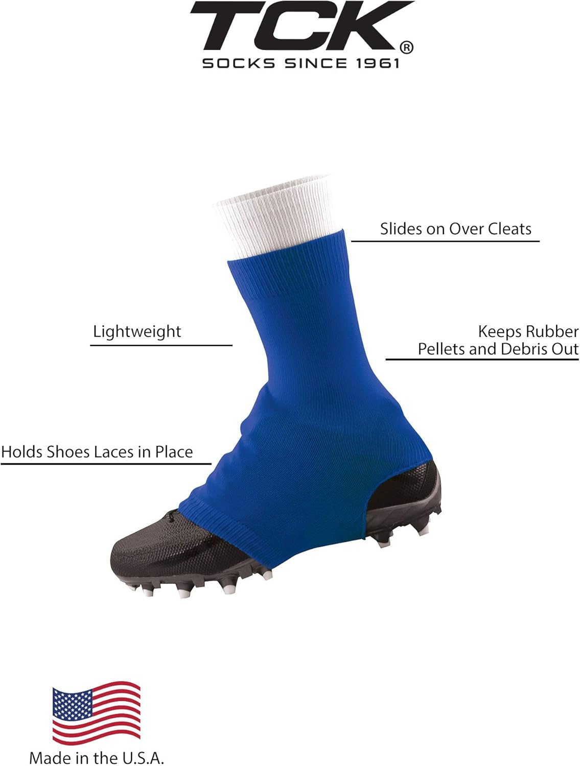 TCK Football Spat Cleat Covers - Lace Covers Youth and Adult Sizes for Boys Girls Men Women Soccer