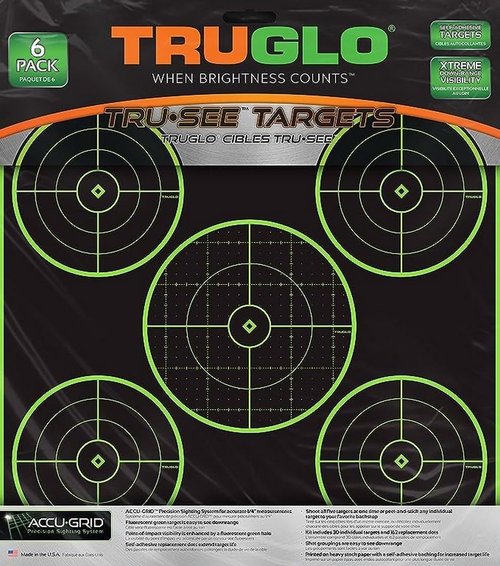 TRUGLO Tru-See 5-Bull 12X12 Bright Fluorescent Self-Adhesive High-Visible Reactive Splatter Target with Increased Target Life, 25-Pack/Green