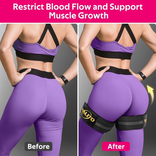 Booty Bands for Women Glutes - BFR Blood Flow Restriction Bands with Weekly Plan for Legs, Butt & Hip Building, Occlusion Bands for Workouts, Fabric Bands for Squat Butt & Thigh