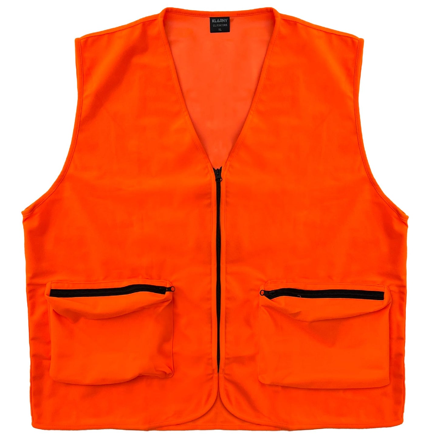 Klarny Outdoors Blaze Camo Orange Hunting Vest with Pockets - High Visibility, Waterproof, Ultra-Quiet Deer and Bow Gear Accessories, Size L