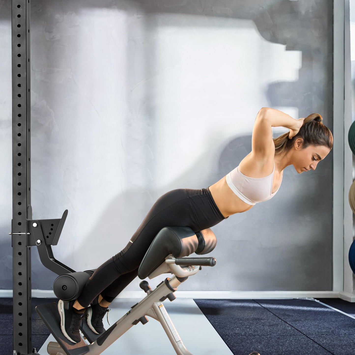 Kipika Nordic Hamstring Curl Squat Rack Attachment for 2" x 2" Power Rack with 5/8" or 1" Hole - Adjustable Leg Hold Down Attachment with Premium Leather Surface - for Ultimate Home Gym Experience