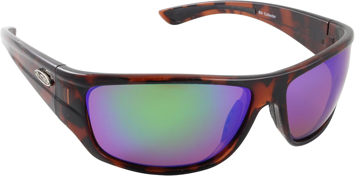 Polarized Sea Striker Bill Collector Sunglasses - Tortoise Frame & Green Mirror Lens
