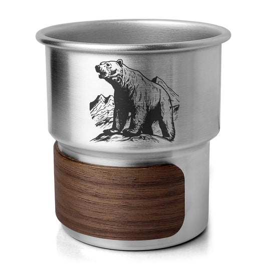 Jutasty Funny Stainless Steel Outdoor Adventurers Cup, Portable Camping Travel Coffee Cup Mug, Hiking Backpacking Outdoor Cup Gifts for Men Father Grandpa Uncle, Animal Polar Bear, 9.5oz(280ml)