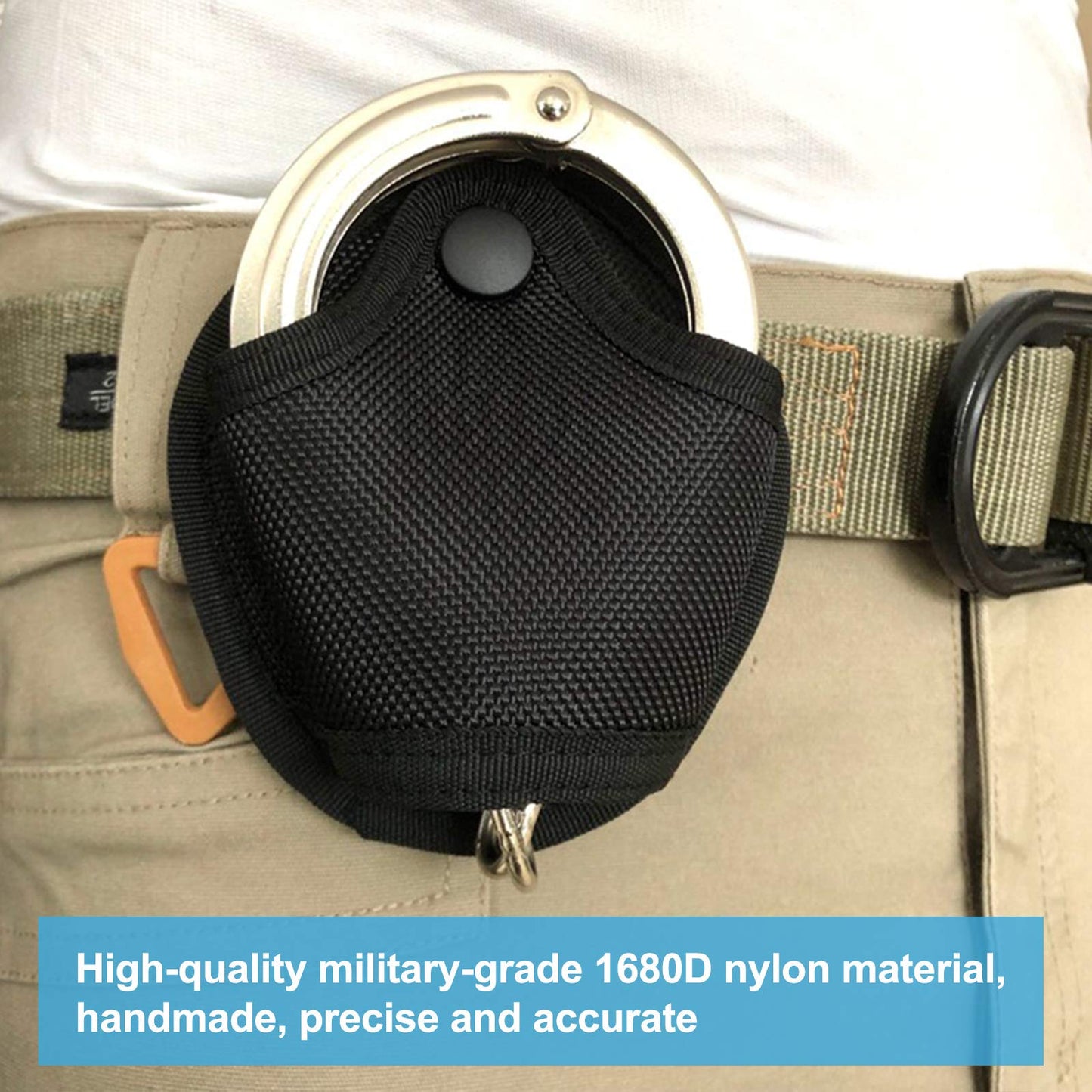 2 Pcs Handcuff Holster, Law Enforcement Cuff Holder Hand Cuff Pouch, Handcuff Case Fit Asp Handcuff, Hinged Handcuff, Chain Handcuff, Compatible MOLLE/Various Work Belts (Open Top)