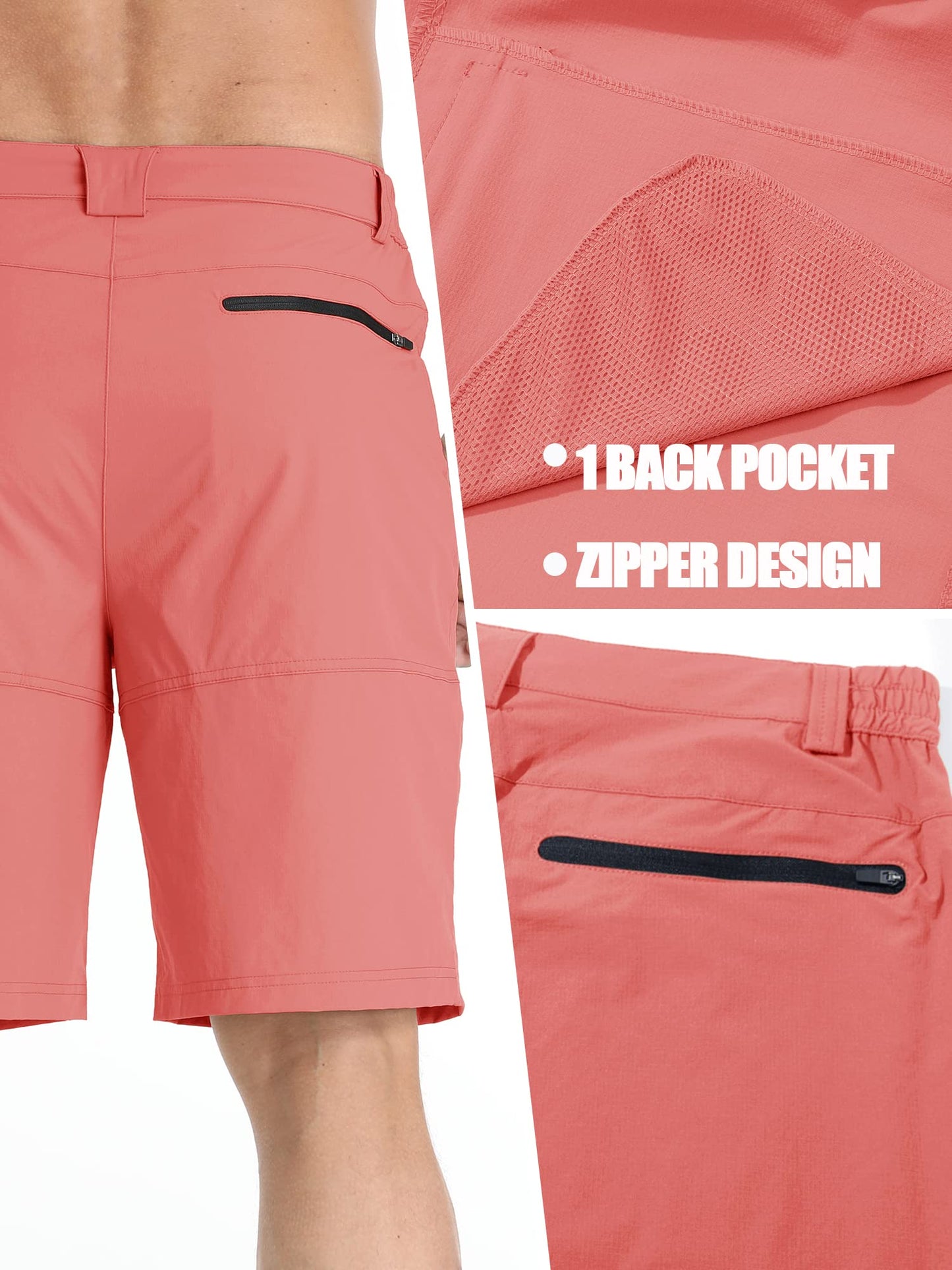 TACVASEN Mens Cargo Shorts Outdoor Lightweight Quick Dry Casual Golf Summer Hiking Dress Work Shorts Fishing Elastic Waist Pink 40