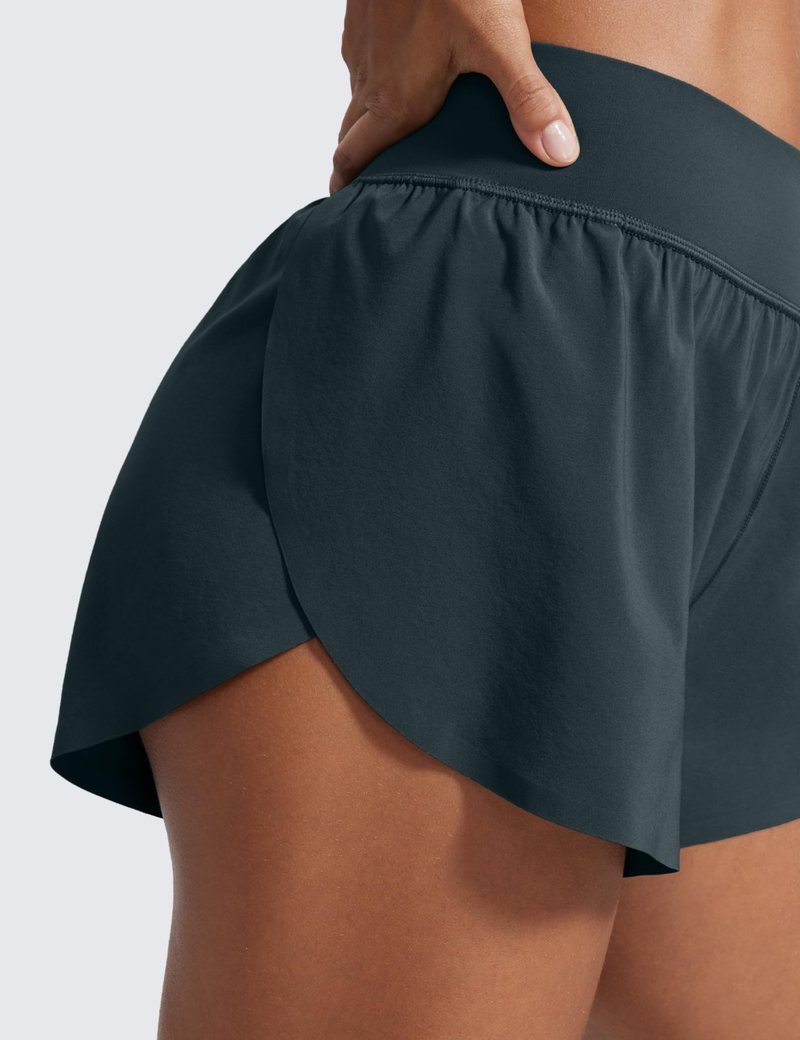 CRZ YOGA High Waisted Split Running Shorts for Women 3" - Comfy Mesh Liner for Workout Athletic GymTrack Quick Dry Melanite Medium