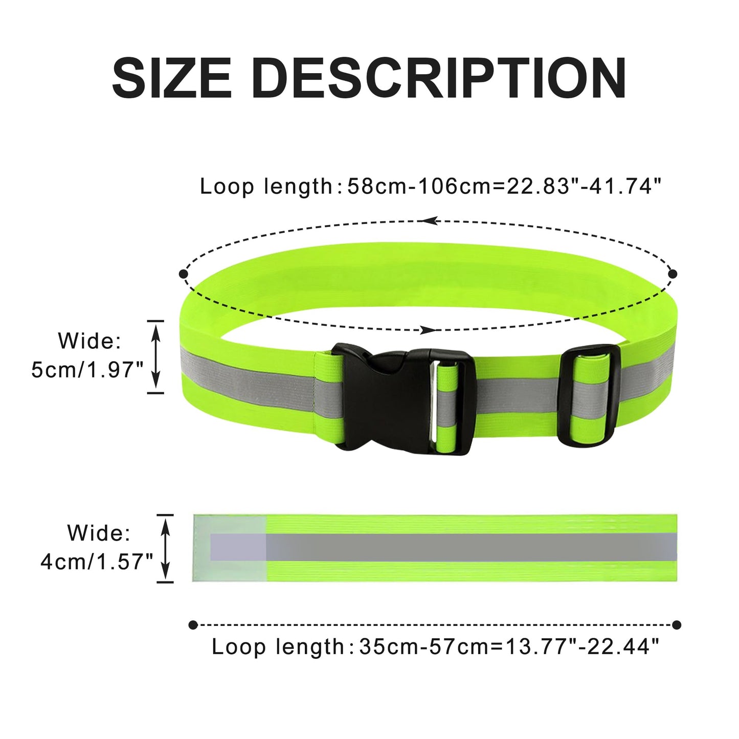 GOOFIT Reflective Safety Belt, High Visibility, 2 Reflective Safety Belt Adjustable & 8 Elastic Reflective Wristbands,Reflective Belt for Jogging, Cycling, Running, Hiking