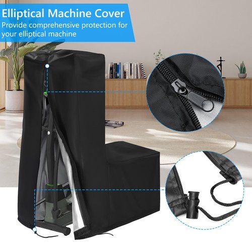 MUTUSHI Elliptical Cover Elliptical Exercise Machine Cover for Indoor&Outdoor Home Elliptical Fitness Machine Protective Cover Waterproof & Dustproof 71" L x 29" W x 65" H Black