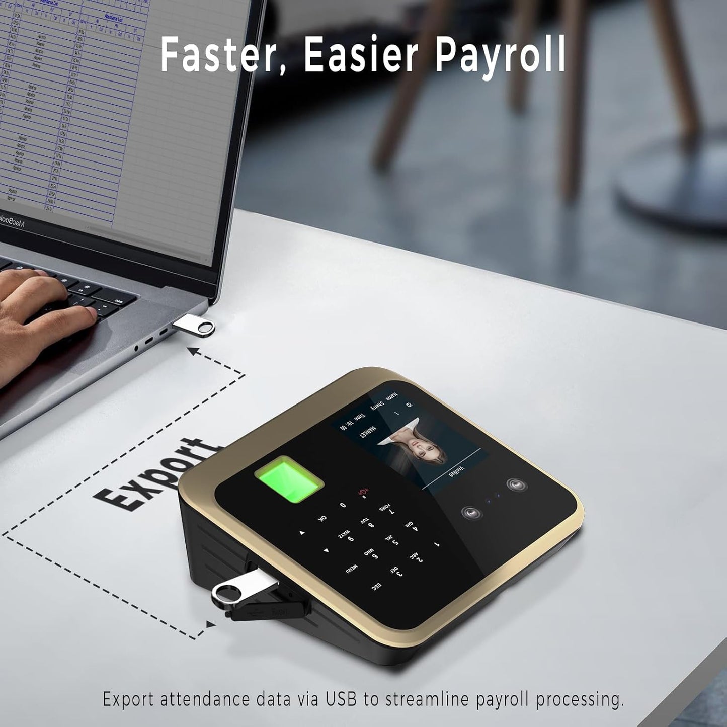 Time Clocks for Employees Small Business, Face + PIN, Clock in and Out Machine for Employees, No Monthly Fee No Software Required, Black