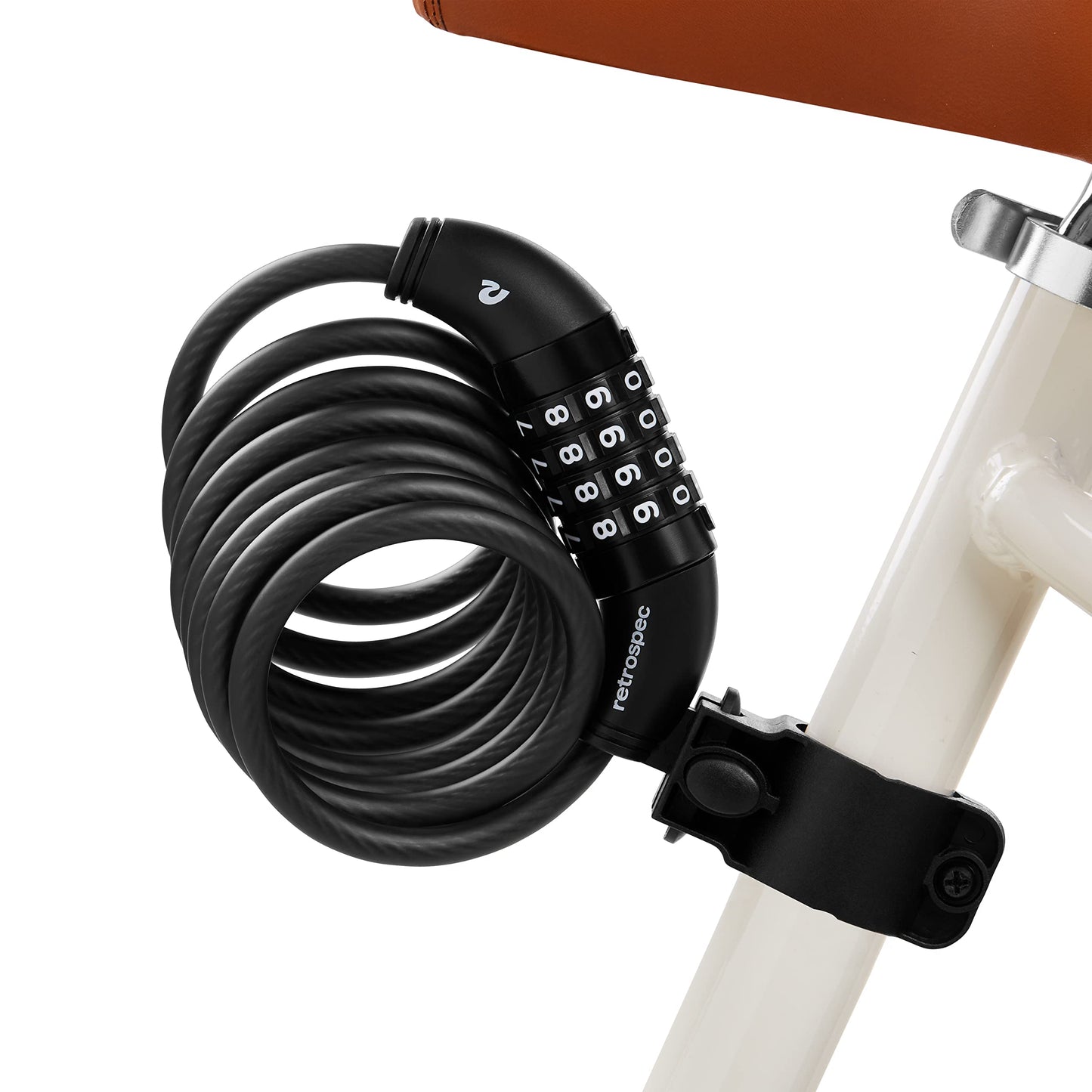 Retrospec Grizzly Bike Lock - 6ft Anti-Theft Cable with 4-Digit Combination & Mounting Bracket - Secure Mountain & eBike Accessory