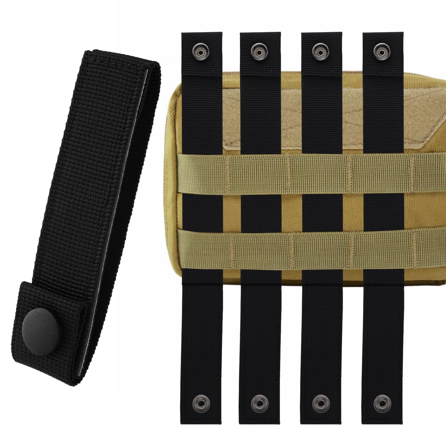 5pcs MOLLE Straps, MOLLE Webbing Straps Practical MOLLE Backpack Straps Nylon Snap Strap MOLLE Attachment Straps Accessories Strap Connectors for MOLLE