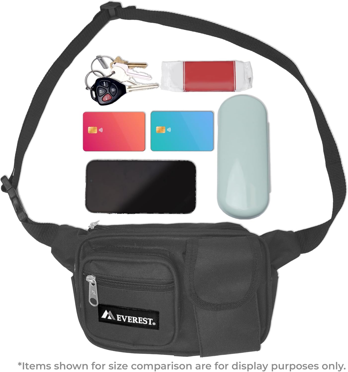 Everest Multiple Pocket Waist Pack, Black, One Size,044MDH-BK