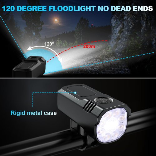 USB Rechargeable Bike Lights,IP65 Waterproof Bicycle Headlight & Tail Light Set for Mountain Cycling,Ultra Bright LED Bike Lights for Night Riding Front and Rear Light