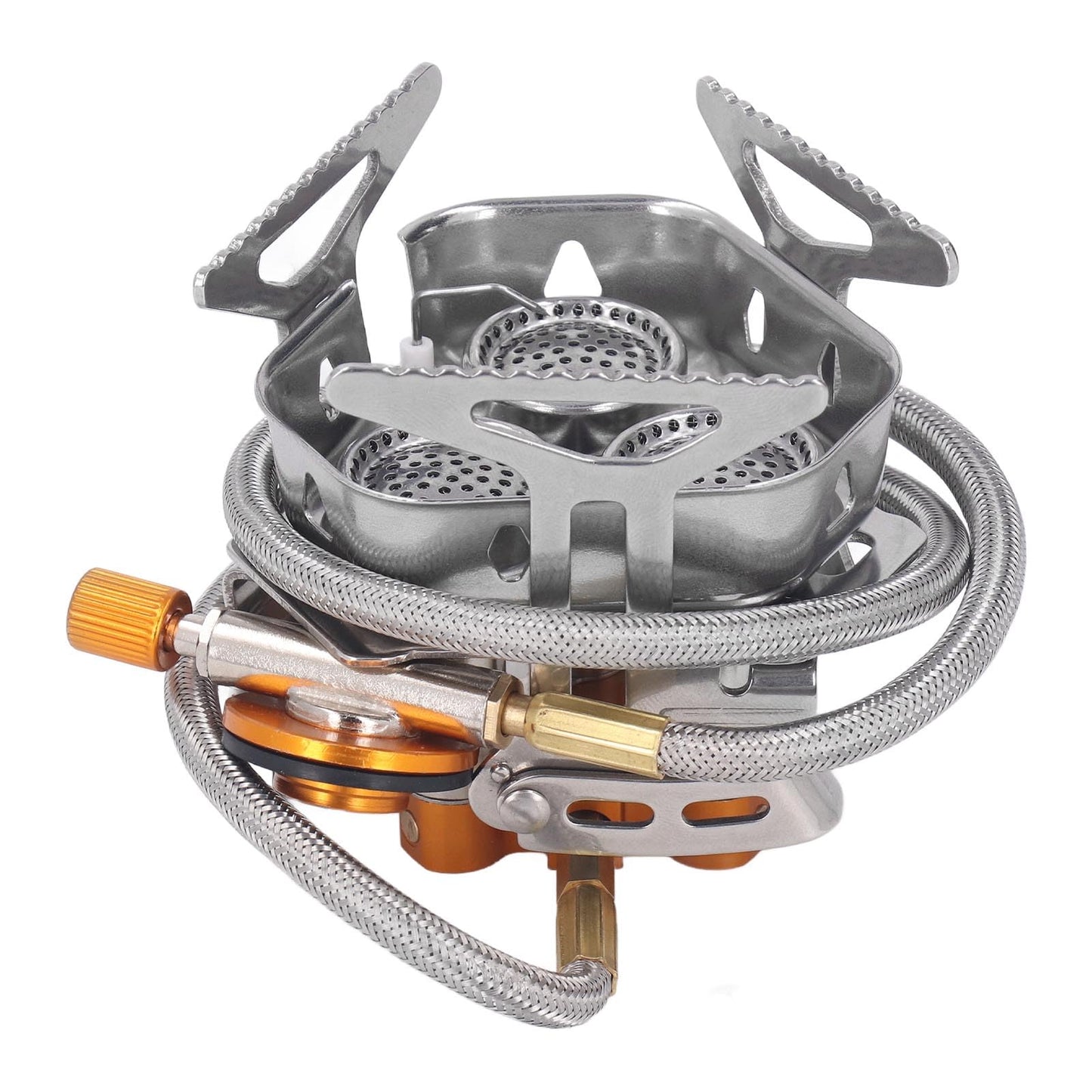 Luqeeg Windproof Camp Stove, 3 Core Lightweight Strong Firepower Camping Gas Stove, Portable Stove for Outdoor Backpacking Hiking and Picnic