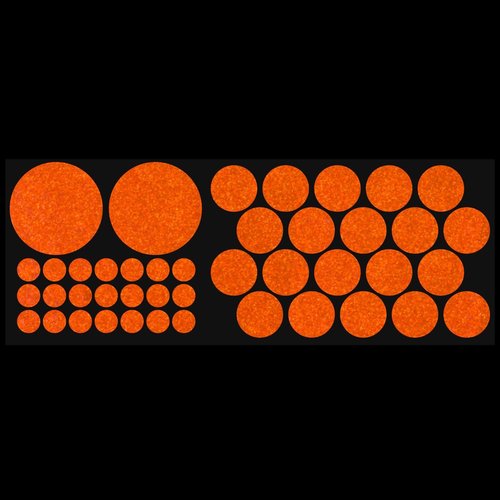 LiteMark Reflective Assorted Circle Stickers-Pack of 43 Pcs(2 Inch, 1 Inch, 1/2 Inch)