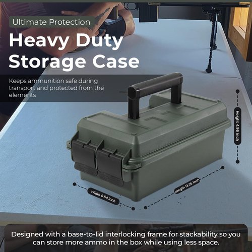 Prothens Lockable Ammo Storage Case for Ammo Cans | Military Waterproof Case & Airtight Ammo Containers Box | Ammunition Storage Boxes | Hunting Gear & Shooting Accessory | Water and Dust Resistant