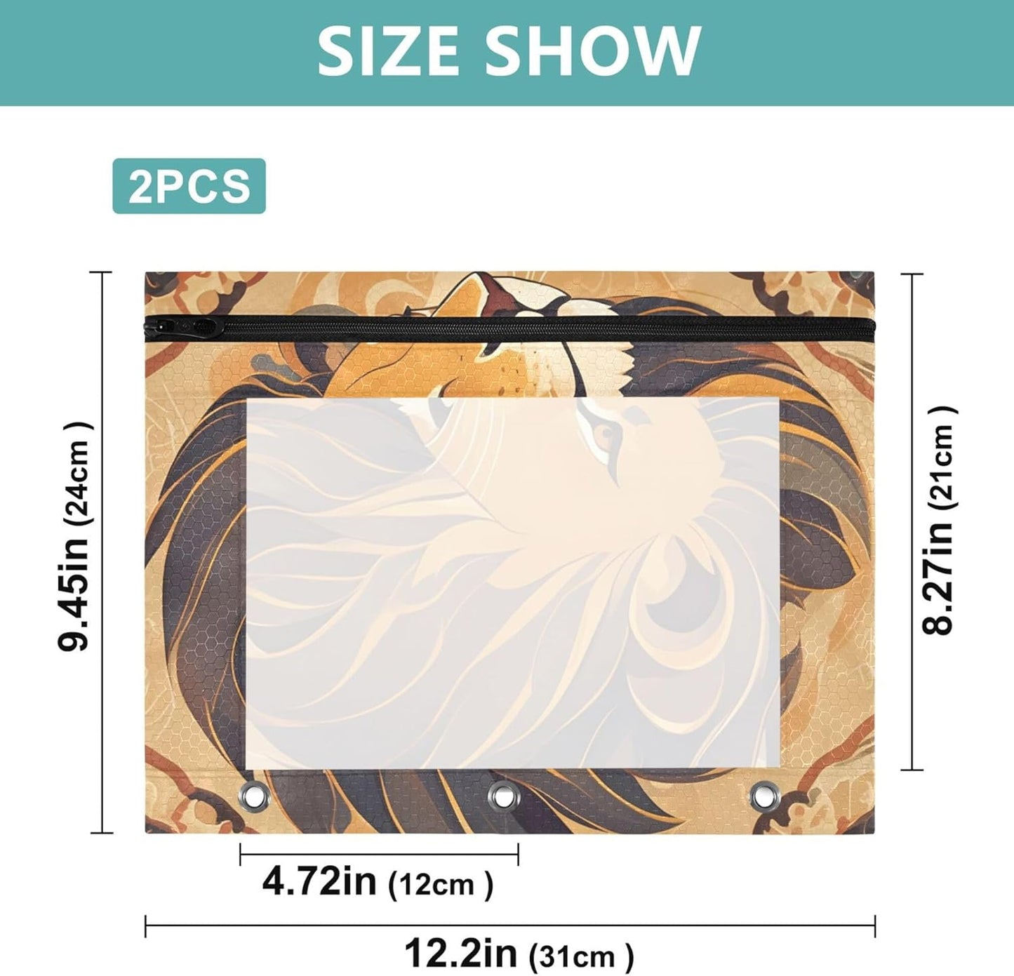 Largemouth Bass Fish 2 Pack 3 Ring Binder Pocket A4 Size Binder Pouches Clear PVC Loose Leaf Folder Sleeves Storage Bags for Files, Documents