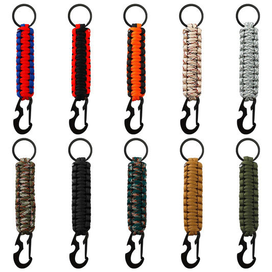 Jipaziy 10 PCS Paracord Keychain with Carabiner Clips, Lanyard Paracord Keychain with Carabiner with Bottle Opener for Outdoor Camping Hiking, 10 Colors