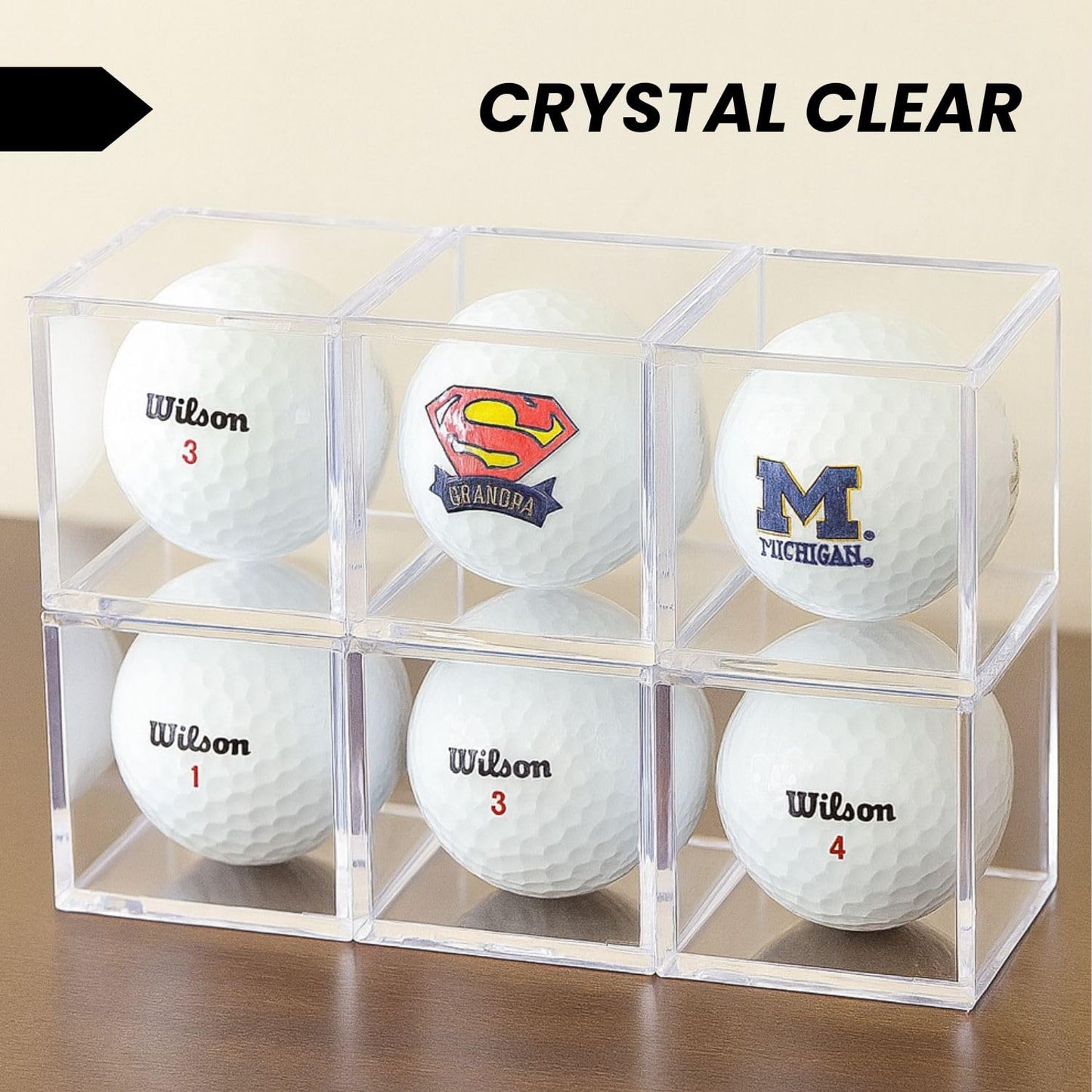 Display Zone Golf Ball Cube Display Case - Showcase & Preserve Your Golf Collection - Stunning Transparent Single Ball Holders - (Box of 6 Cubes)