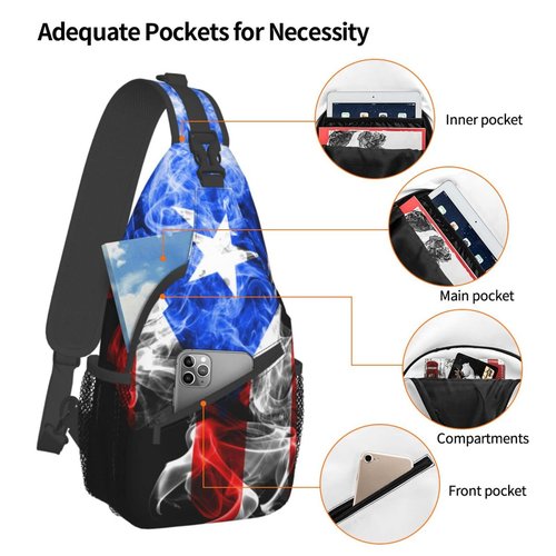 GTEVUTS Puerto Rico Flag Crossbody Bags for Women Men,Vintage Casual Sling Bag Chest Bag Abstract Shoulder Bag Travel Hiking Cycling Gym Sport Daypack Adult Backpack