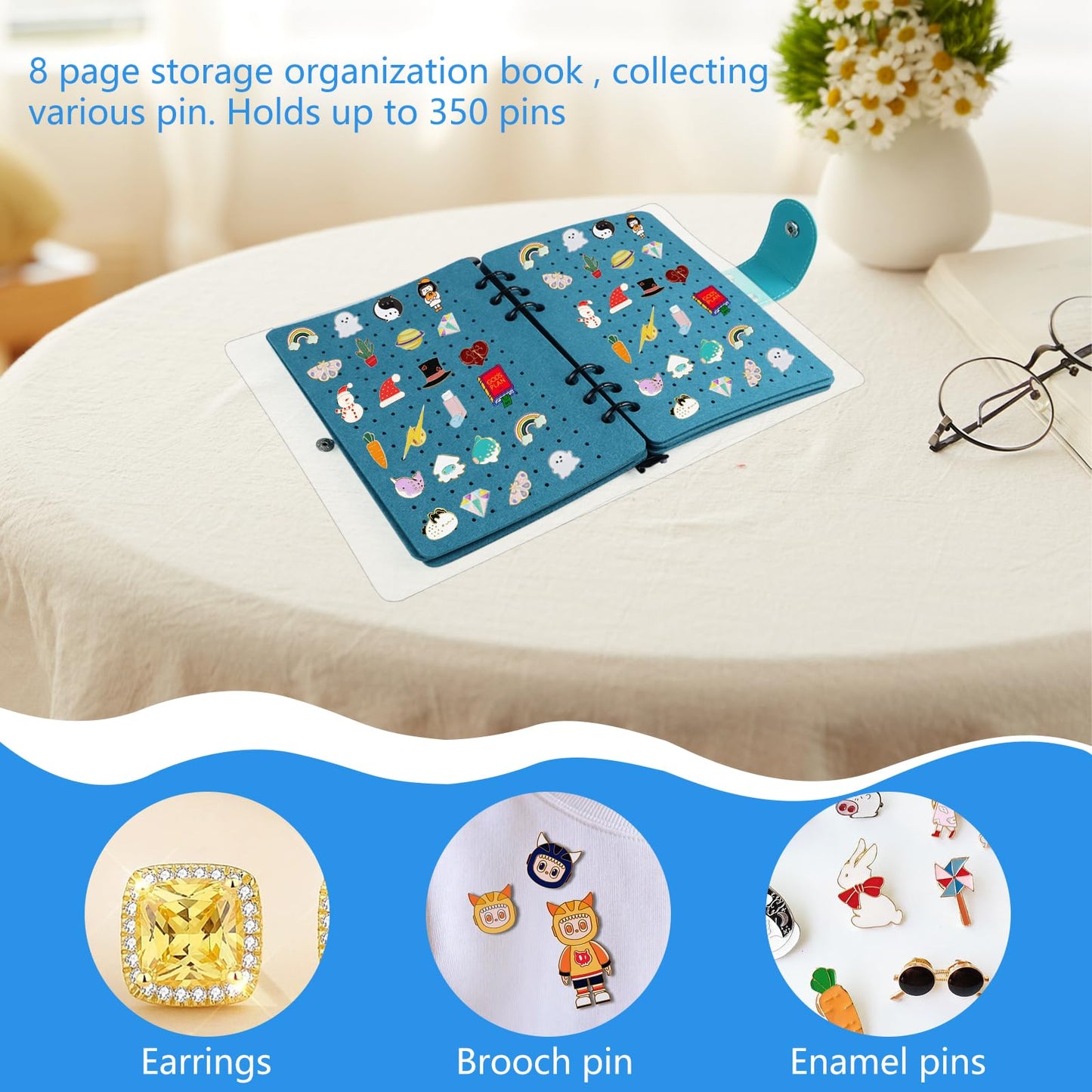 350 Pin Enamel Pin Display Binder, Clear PVC Cover Enamel Display Book Easy to Display and Trade Pins Enamel Pin Display Bag Holder for Pin Enthusiast 9.2inx6.7in (Green)