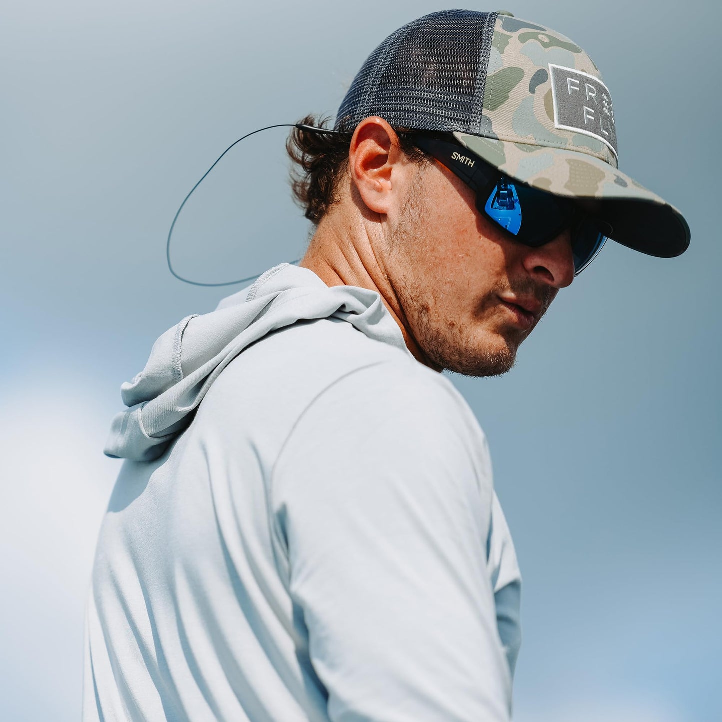 Free Fly Wave Snapback with Logo - Cotton and Mesh Snapback Hat for Men and Women - Camo, Medium