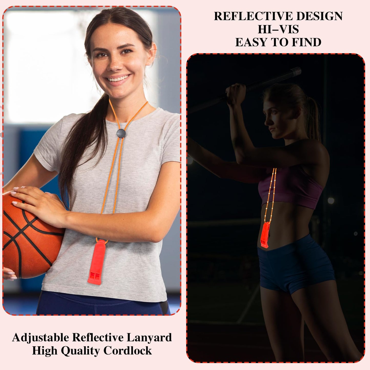 JIEYAO 4 Pcs Emergency Whistles with Adjustable Lanyard, Safety Survival Whistles, Loud Plastic Whistles Boat Floating Marine Whistle for Fishing Hiking Kayaking Camping Safety & Survival Equipment