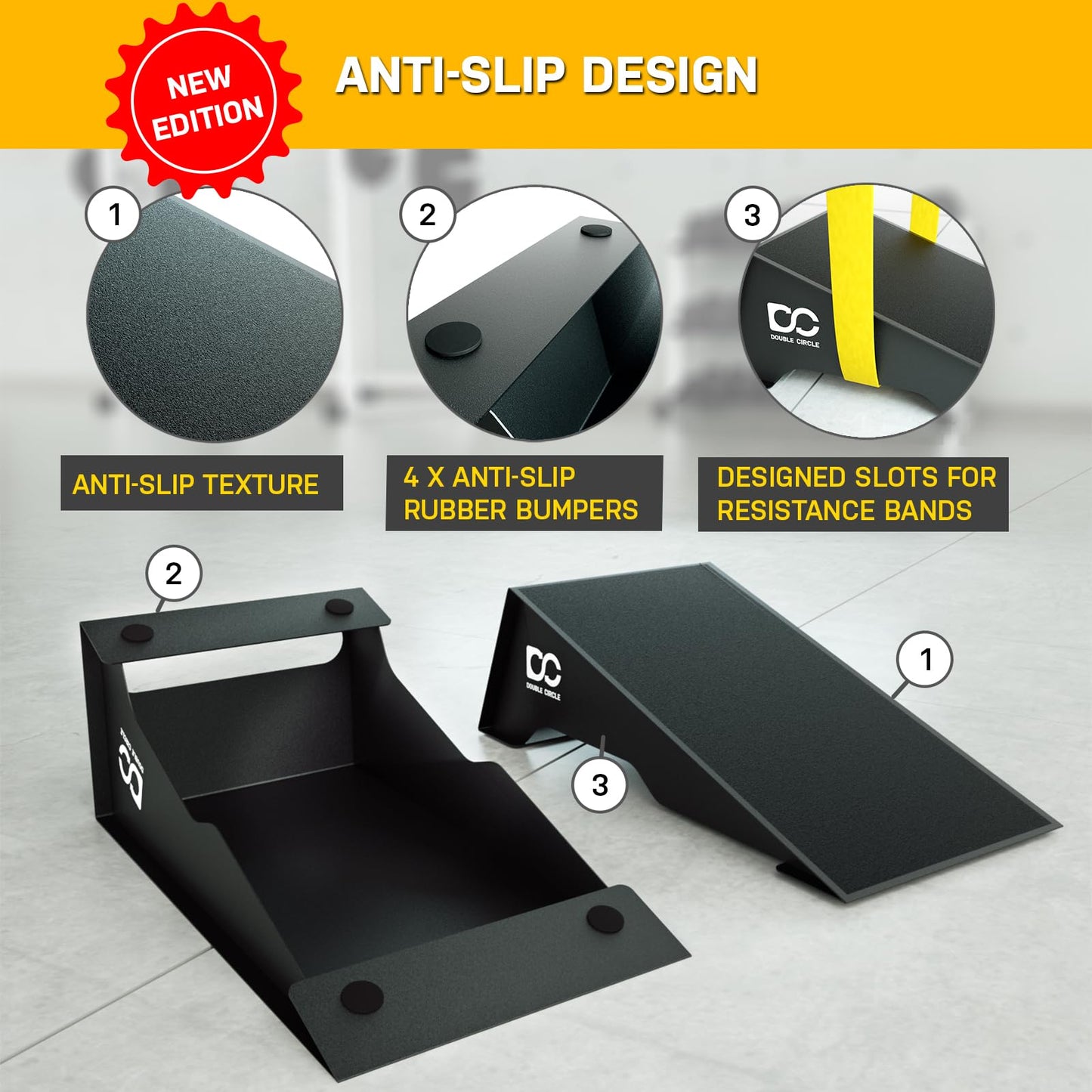 Double Circle Squat Wedge – Professional Squat Ramp for Weightlifting and Fitness – Squat Platform for Heel Elevated Squats and Calf Raises – Heavy-Duty Anti-Slip Squat Blocks