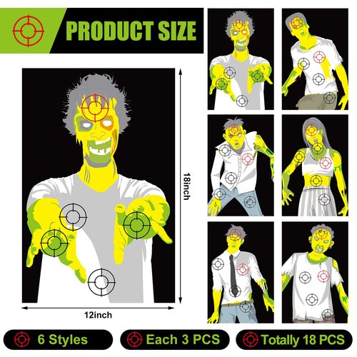 Poen 18 Pcs Zombie Paper Targets 12 x 18 Inch Paper Targets Fun Targets for Range Large Paper Silhouette Targets Zombie Targets for The Range Outdoor Practice Targets