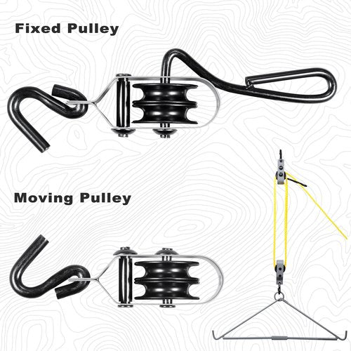 HUNTARMOR Deer Hanger, Elk Deer Hoist Pulley Lift System Rated to 700 Lbs, Gambrel for Skinning with Wear-Resistant Tangle-Free Rope, Deer Hunting Gear for Hanging Deer/Elk/Caribou