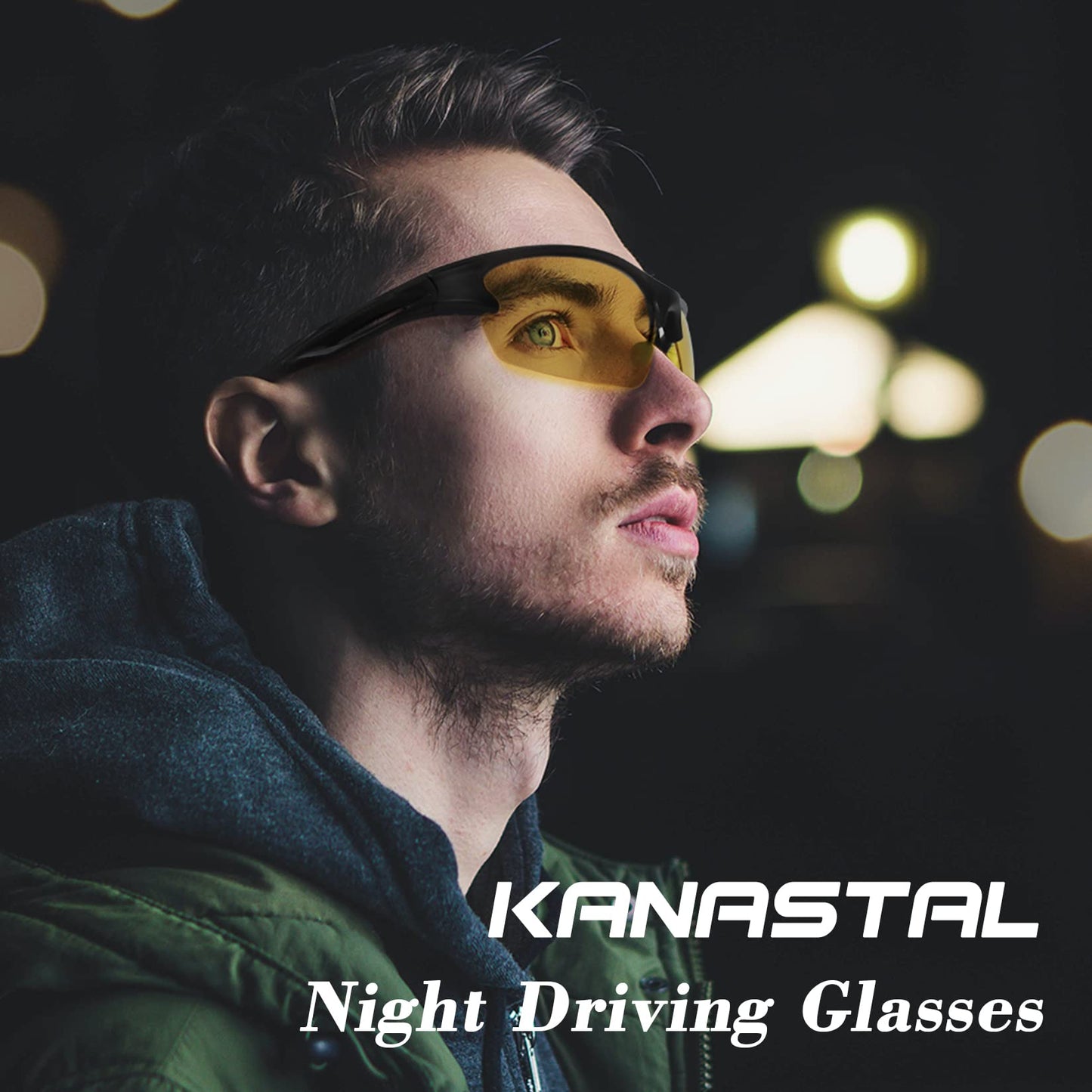 KANASTAL Polarized Night Vision Glasses for Men Women Anti Glare Nighttime Driving Glasses Astigmatism Yellow Lens Sports Shades Cycling Running Accessories