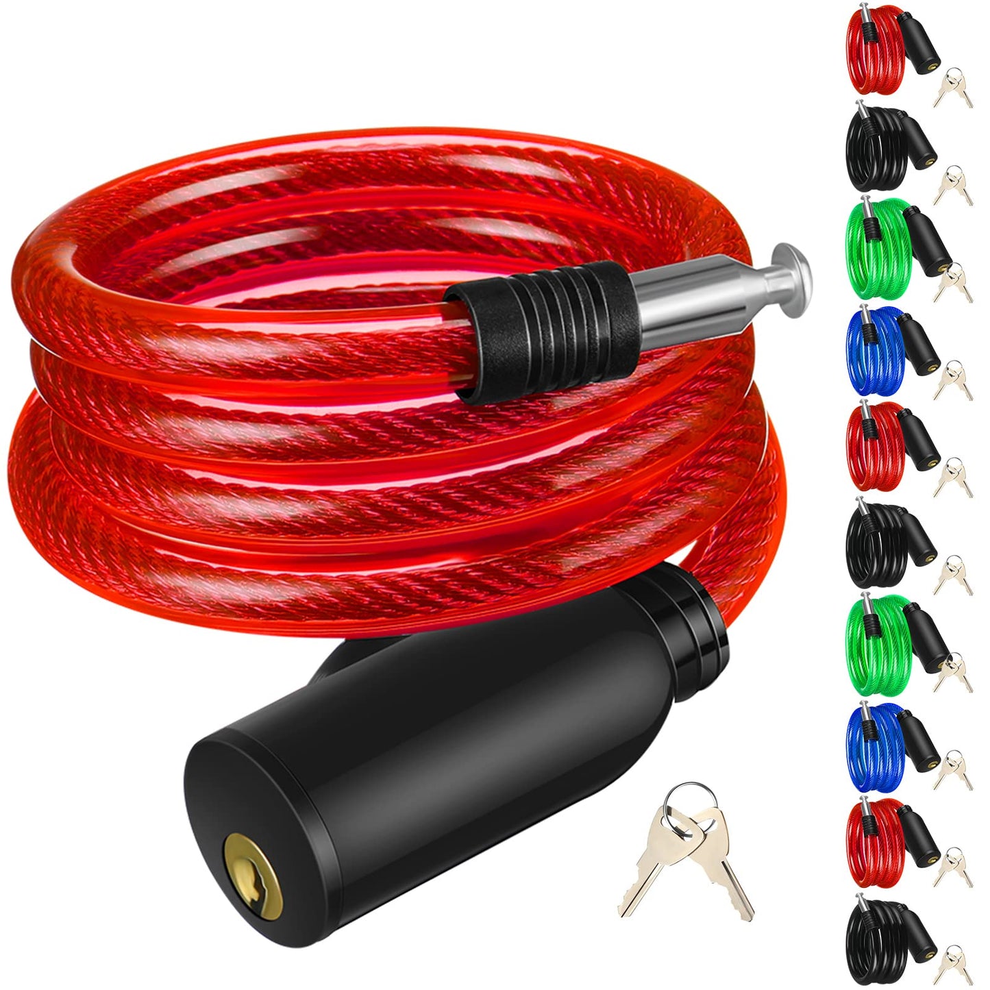 10 Pcs Anti Theft Bike Lock Secure Bike Lock Cables with Key Bicycle Chain Lock Bike Cable Lock for Protecting Your Bike Accessories, 4 Colors, 41.3 Inches Long