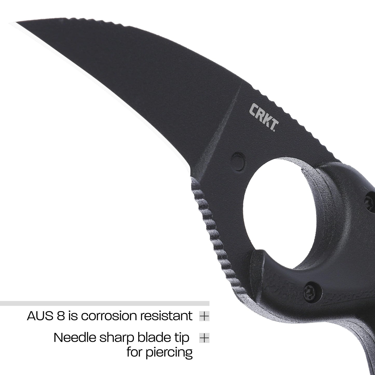 CRKT Bear Claw Fixed Blade Knife with Sheath: Hawkbill with AUS 8 Steel Blade, Glass-Reinforced Nylon Handle, 2516K