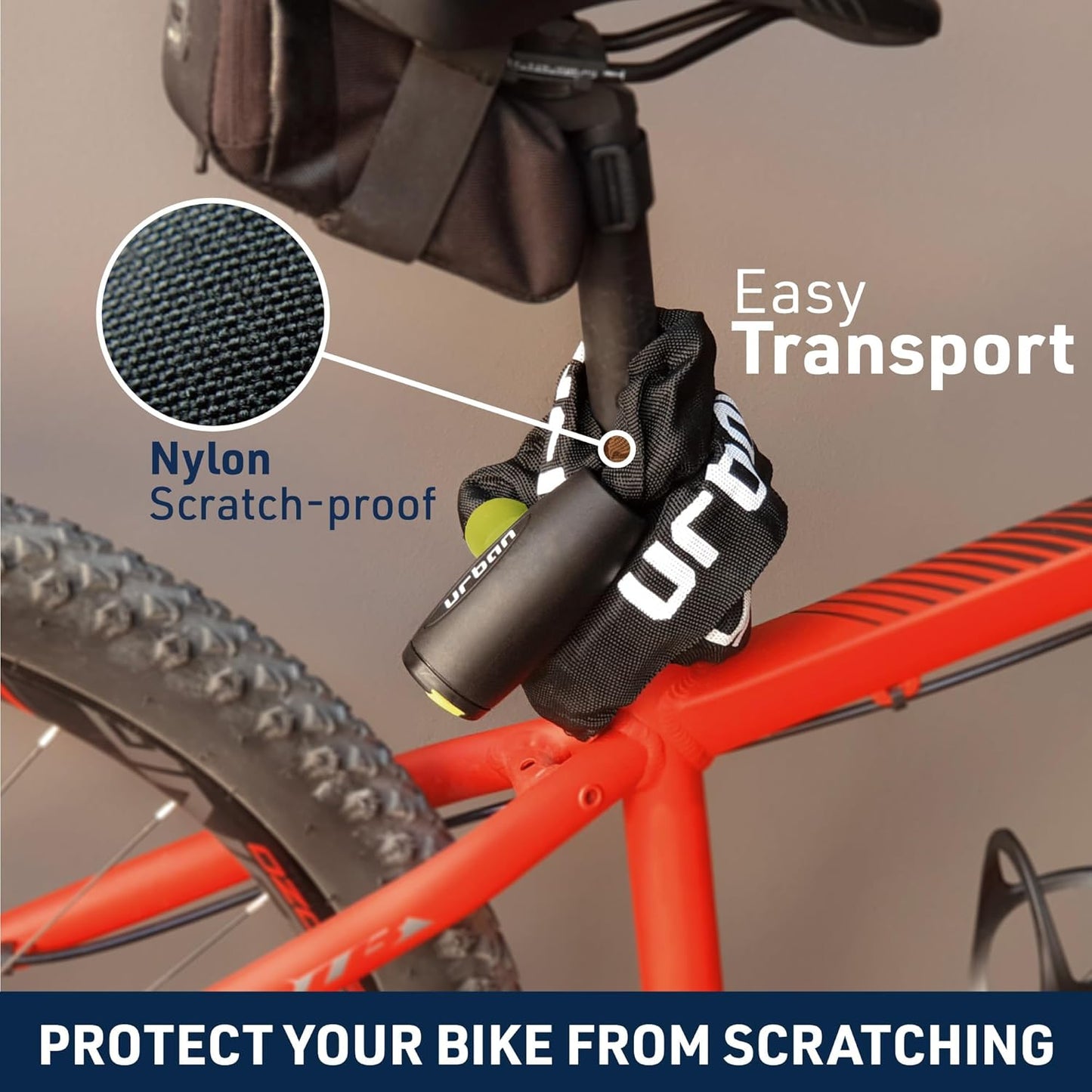 URBAN XK170 Bike Chain Lock, Heavy Duty Anti Theft 170cm ø8mm Hardened Steel Chain High Security Lock, More Length More Fixing Options, Versatile Anti-Theft for Bicycle, Motorcycle or Electric Scooter
