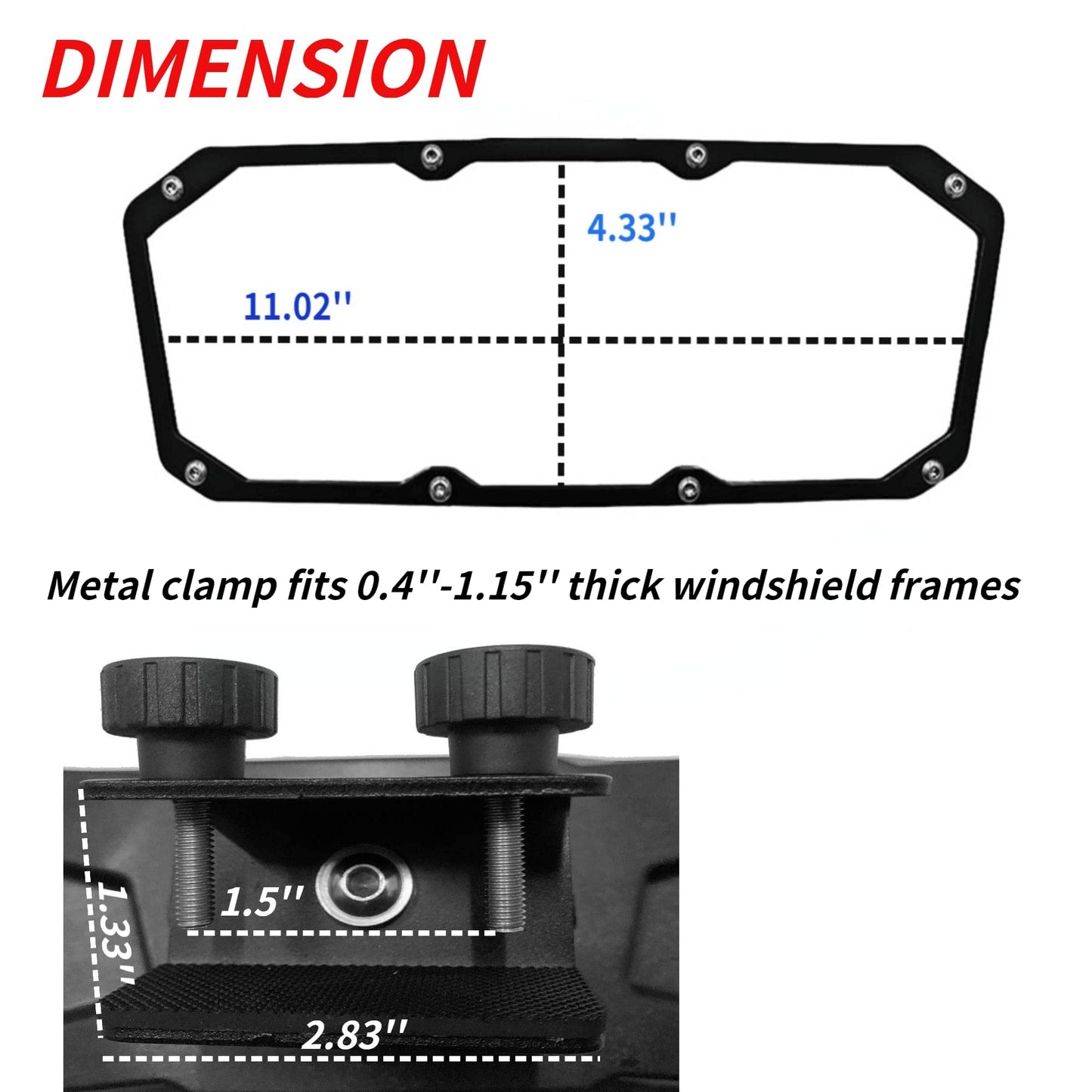 MZS Boat Mirror Rear View, Universal Marine Mirrors Wide-Angle Convex Windshield Accessories Black Compatible with Ski Yacht Pontoon Water Skiing Bowrider Watercraft Surfing Boats