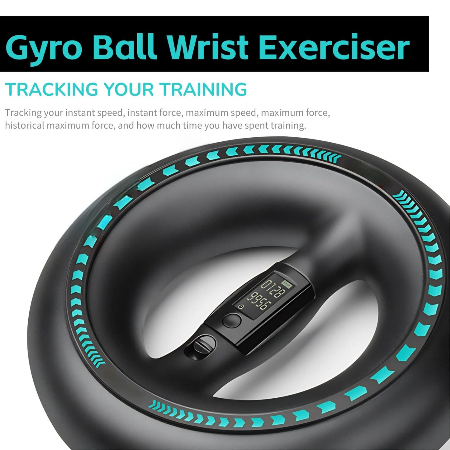 2024 Upgraded Gyro Ball Wrist Exerciser, Smart Display Wrist Trainer Ball, Curved Handle Wrist Strengthener Gyro Ball for Strengthen Arms, Fingers, Wrist Bones and Muscles (Blue)