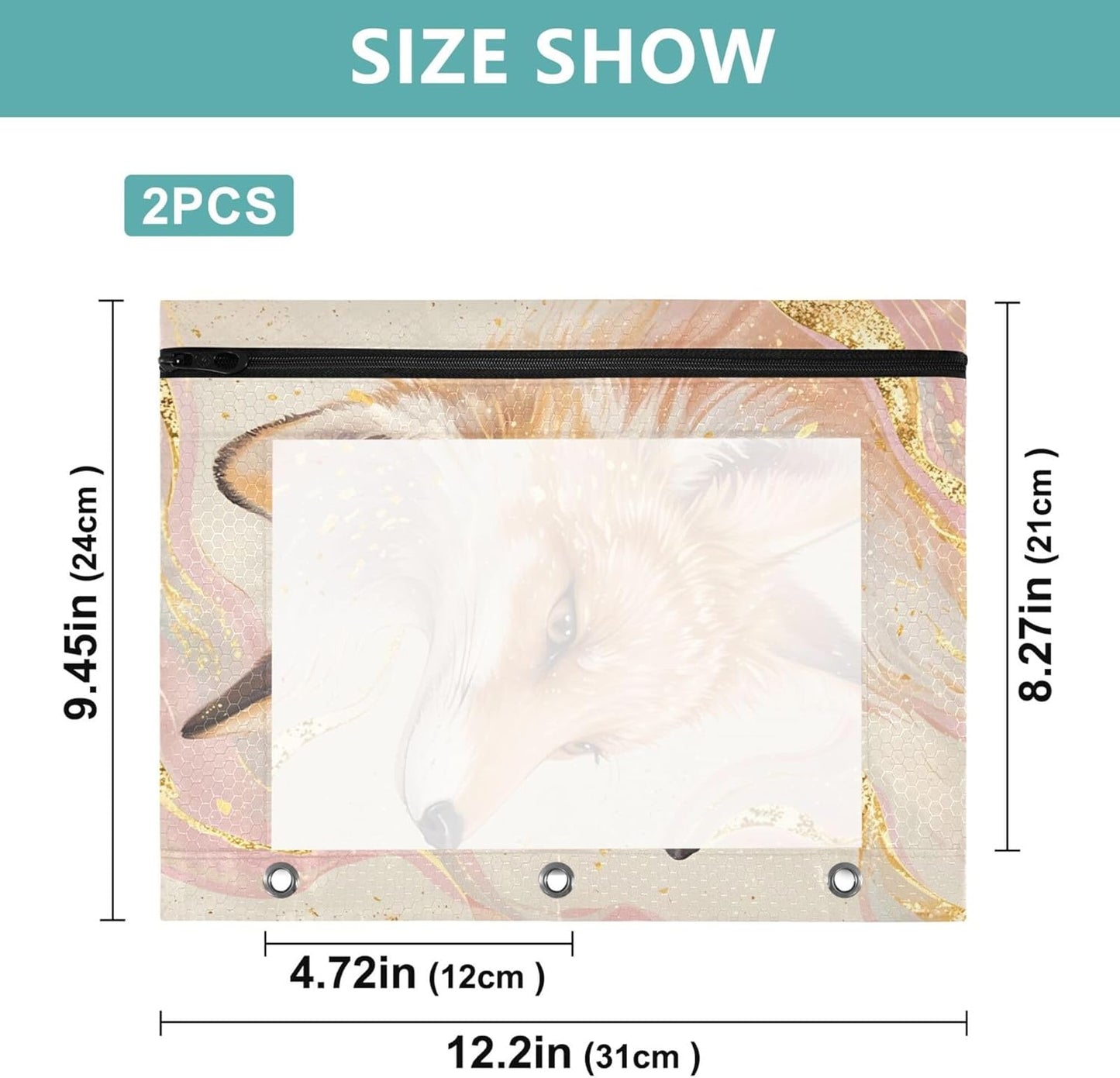 Largemouth Bass Fish 2 Pack 3 Ring Binder Pocket A4 Size Binder Pouches Clear PVC Loose Leaf Folder Sleeves Storage Bags for Files, Documents