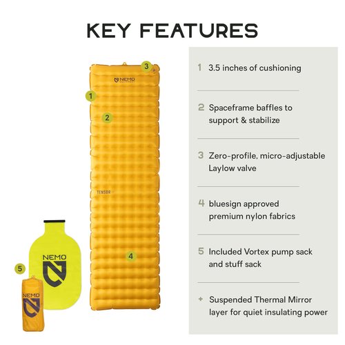 NEMO Equipment Tensor Trail Ultralight Insulated Sleeping Pad - Regular (72"x20") - Mango/Huckleberry