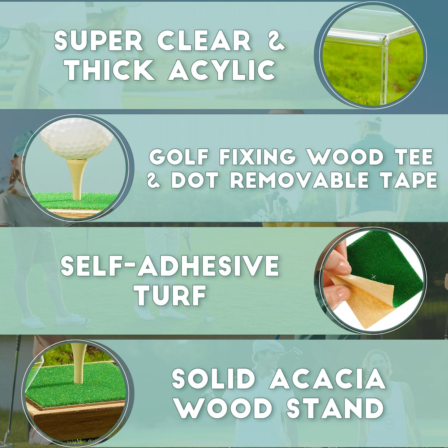 JupDec Golf Ball Display Case Clear Acrylic Memorabilia Stand Cube Holder with Wood Base & Tee, Dust Protection Transparent Storage Box for Single Ball Souvenir Golfball Collections, Brown, 1 Pack