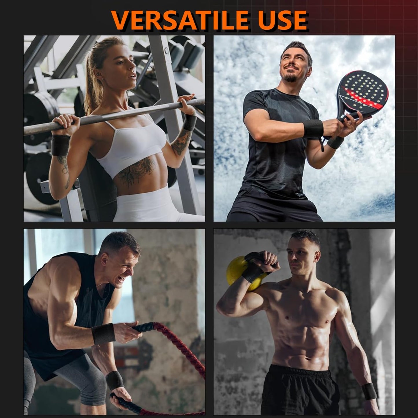 JUYICOLEX Weightlifting Wrist Wraps Professional Quality Wrist Support with Heavy Duty Thumb Loop - Best Wrap for Powerlifting, Strength Training, Bodybuilding