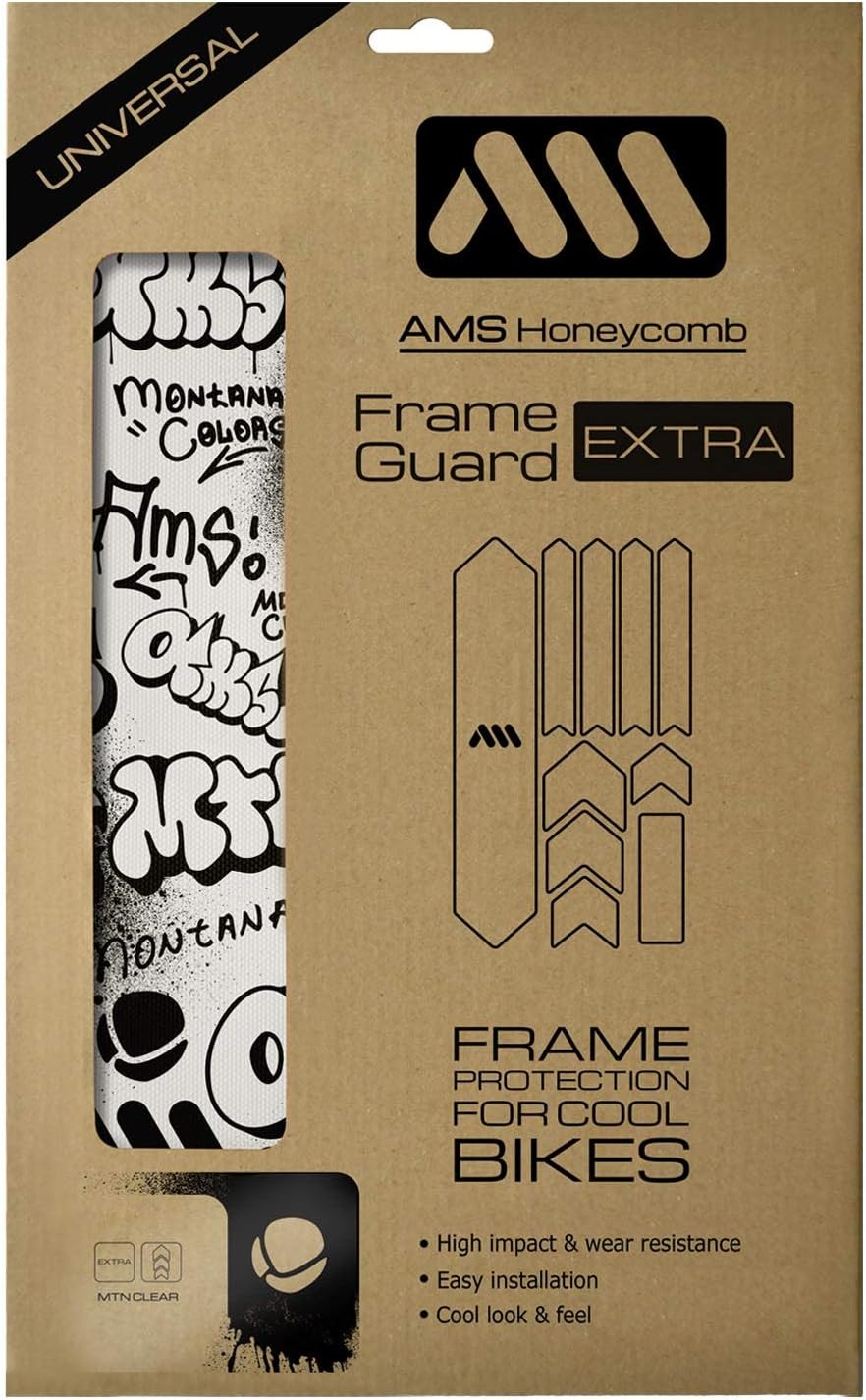 All Mountain Style Bike Frame Protector Extra - Universal Fit, 10-Piece Set for Down Tube, Chainstay, Cable Wear, High-Impact Honeycomb PVC