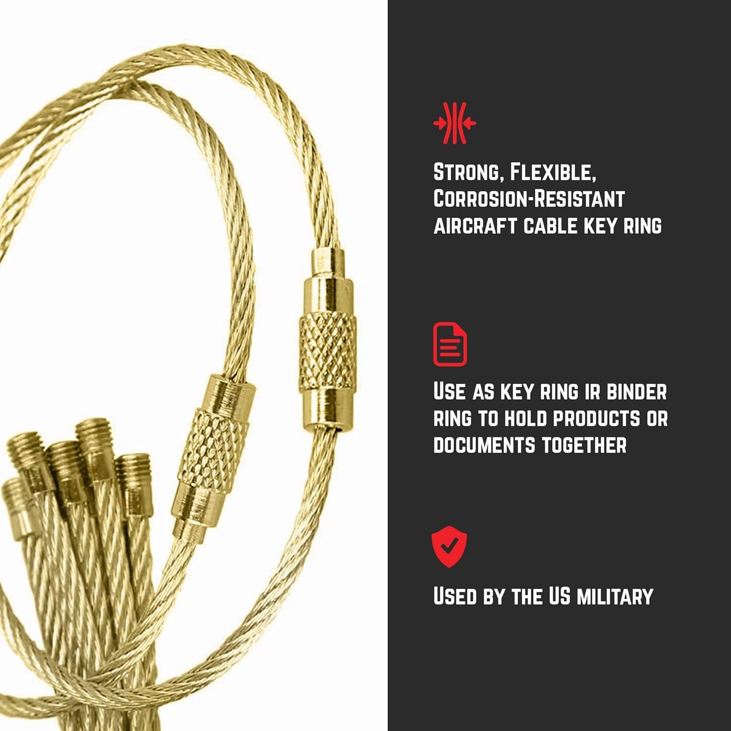Large Key Ring Wire Stainless Steel Keychain Car Cable Keyring Loop Luggage Tag Hinge Keepers Binding Carabiner Big Locking