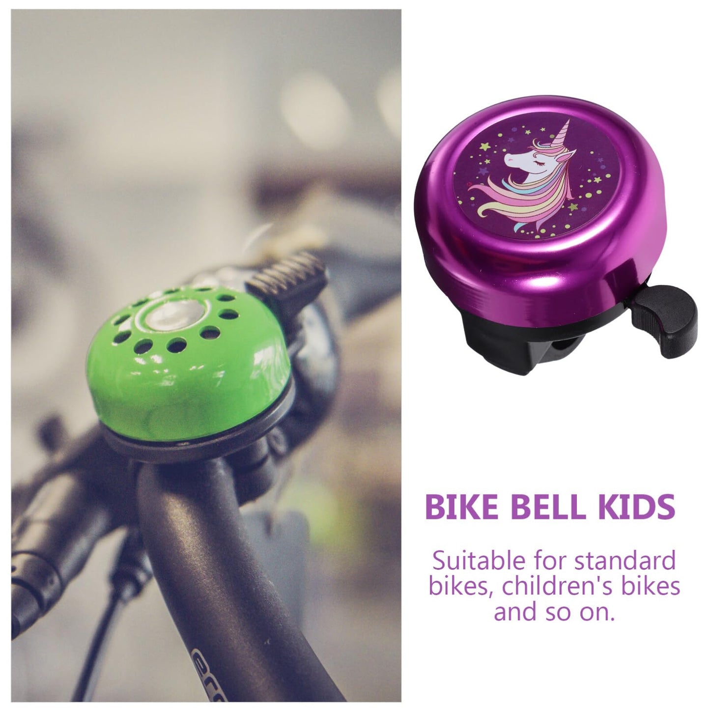 Kids Unicorn Bicycle Bell - Loud Clear Sound for Girls Bikes Fun Cartoon Handlebar Bell Easy to Install Unique Accessories for Kids and Scooters